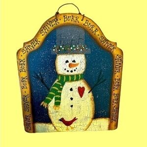Snowman sign for in the house or on your door great condition